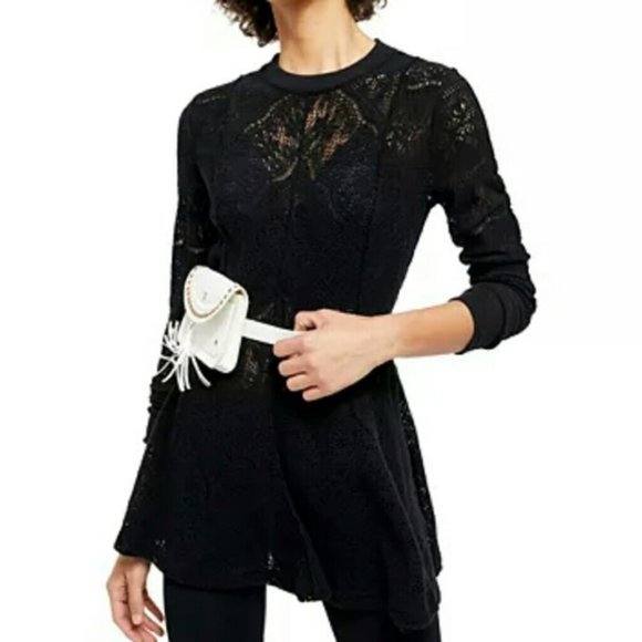 Free People Tops - NWT Free People Coffee In The Morning Black Tunic